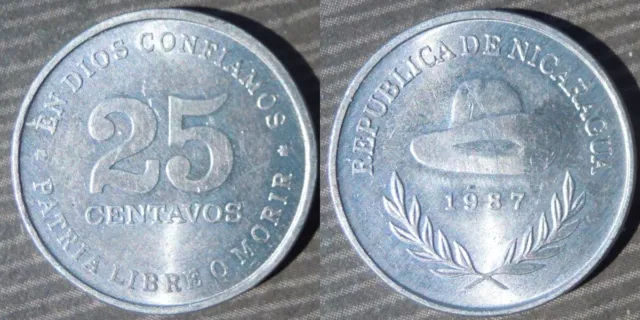 NICARAGUA  # 25 centavos 1987