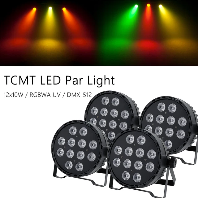 4Pcs 120W RGBWA UV LED Par Light DMX Stage Par64 Light DJ Party Par Can Light