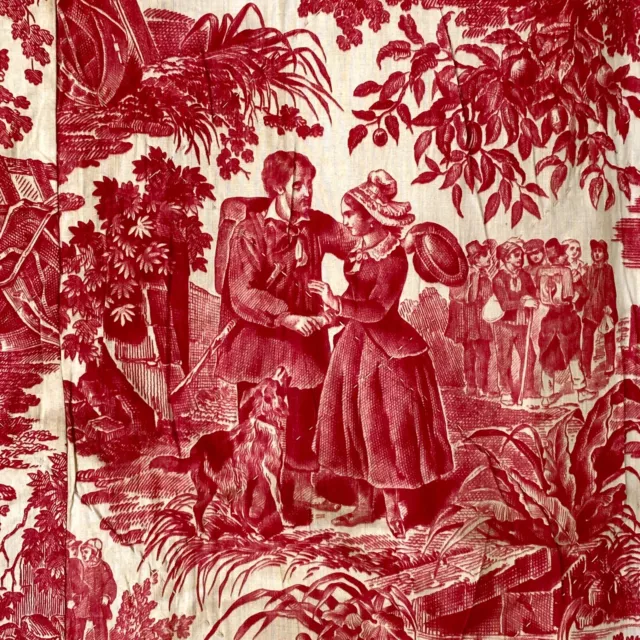 Wedding Toile de Normandy Fabric red printed The Textile Trunk