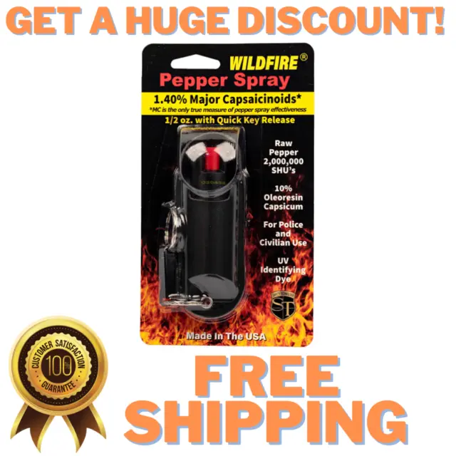 Wildfire Pepper Spray Halo Holster 1/2oz Self Defense Personal Protection Black