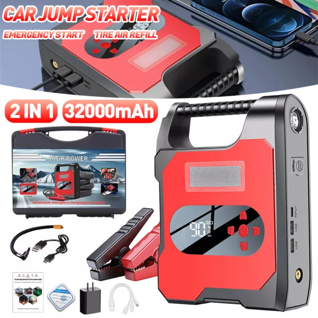 2000A Car Jump Starter with Air Compressor Power Bank Battery Charger Booster