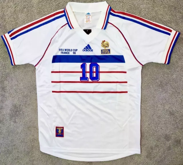 Maillot France 98 #10 Zidane Coupe Du Monde Équipe De France Neuf Rétro 🇫🇷