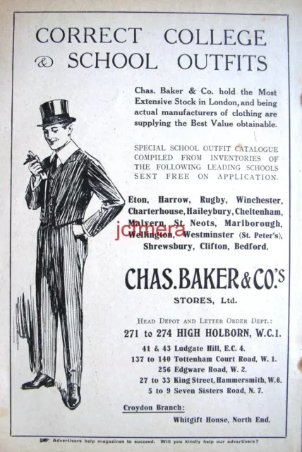 1920 Chas. Baker & Co. School & College Outfitters AD #3 - Original Print Advert