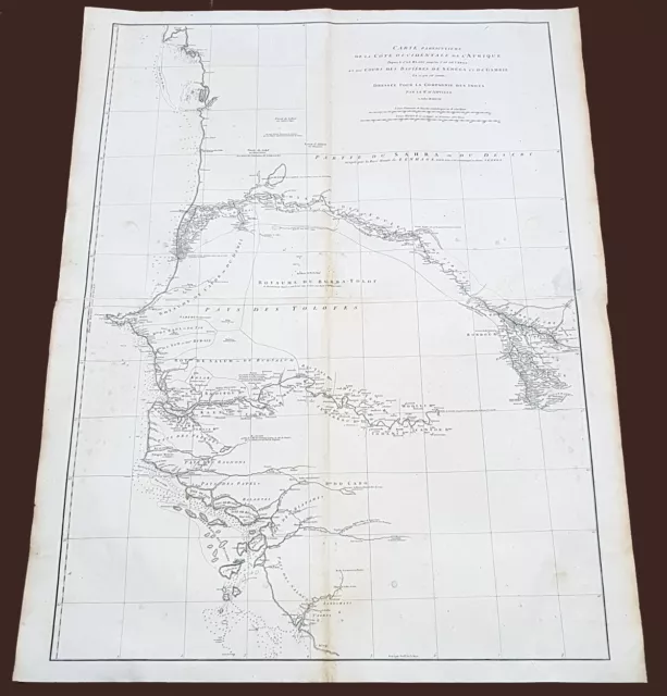 1751 D Anville Very Large Antique Map The West Coast of Africa, Slave Coast