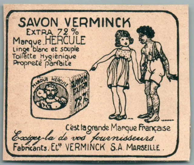 Savon Verminck Marseille 1910 Pub Raciste Noir Qui "Doit" Se Laver Ad Soap