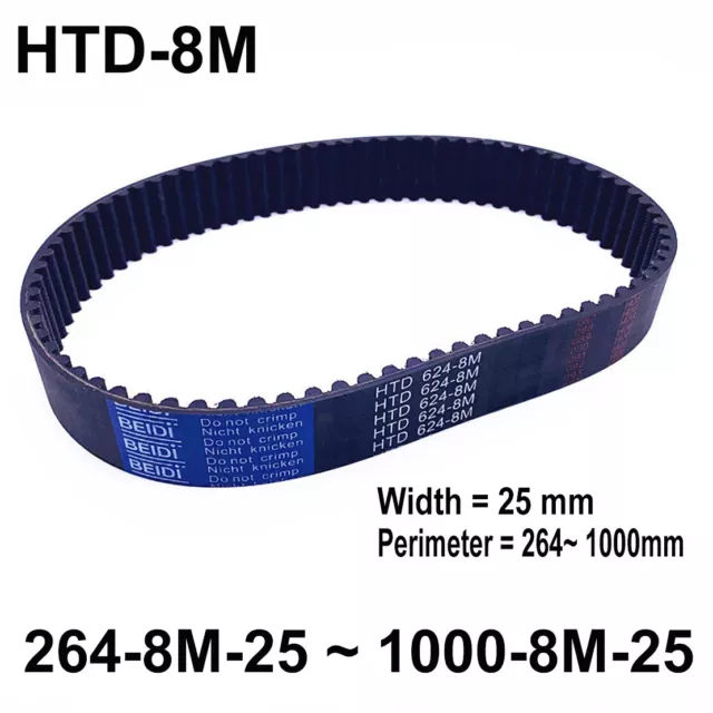 HTD-8M Timing Belts Perimeter=264~1000mm Width 25mm Closed Loop Synchronous Belt