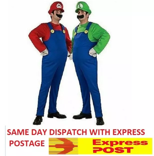 Costume Luigi and Super Mario Brothers Mens Fancy Dress Up Costume Party