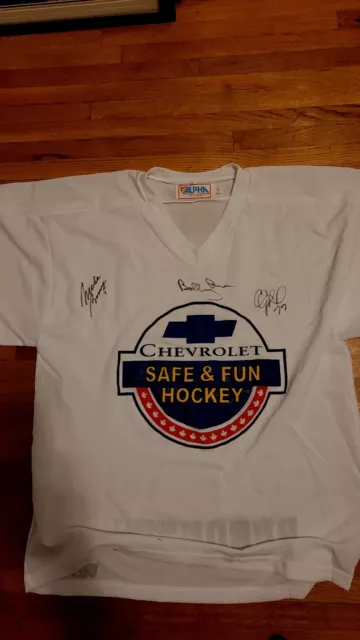 Bobby Orr Autograph Jersey Chevrolet Huron Hockey School Mike Bossy Nhl Legends