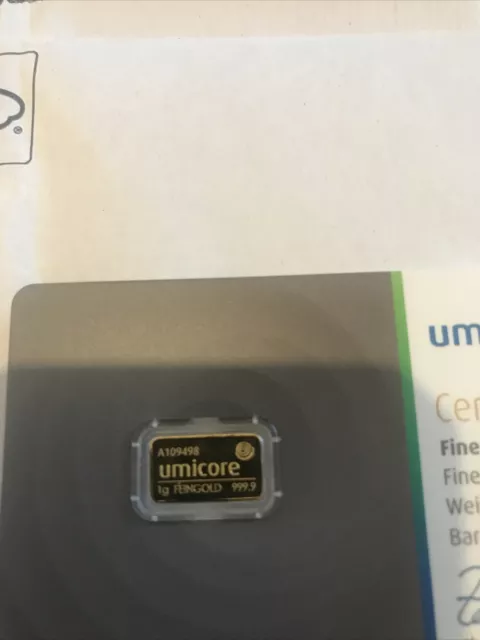 Umicore 1 Gram Gold Bar 2