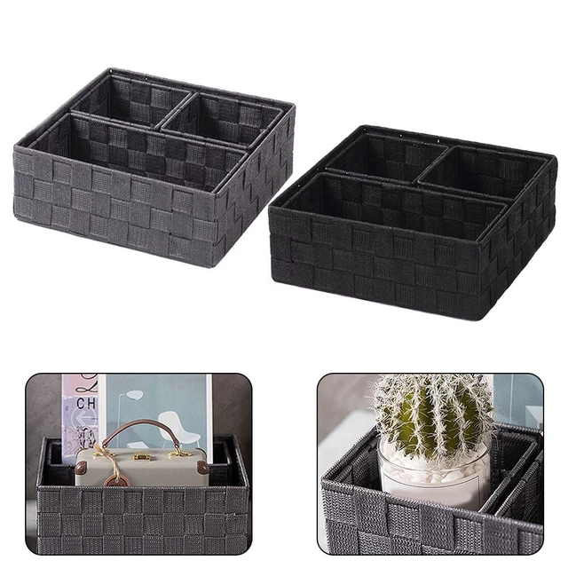 Cesta de almacenamiento tejida 1 pieza 26*26*9,5 cm 550 gramos marrón compartimentada