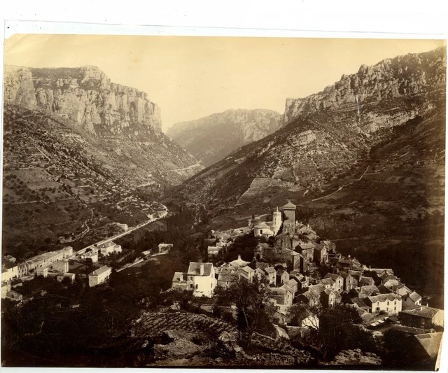 France, Peyreleau, le Rozier vintage albumen print, at the confluence of the Tarn and
