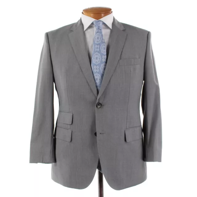 Hugo Boss 100% Wool Two Piece Suit Size 50C (40S US) In Solid Gray