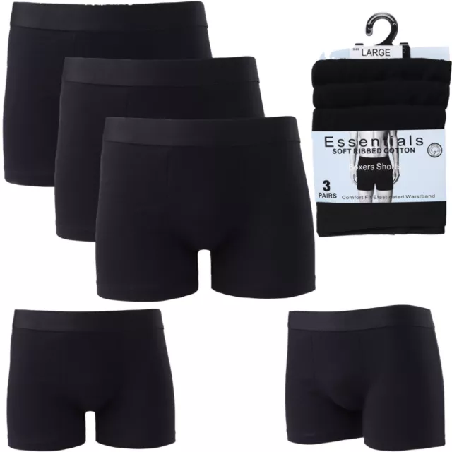 Boxer Shorts Underwear Black Men's Classic Trunks Seamless Stretch Short 3 Pairs