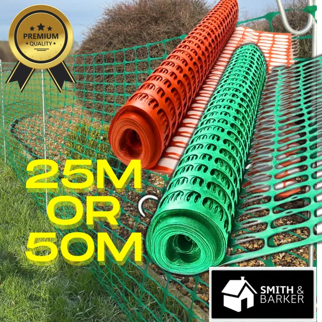 Smith&Barker Verzinkt 10xhochwertige langlebige Zaunstifte mit 25 m temporärer Barriere-Zaun,130g/m²,für den Außenbereich, Garten, Kunststoffnetz, Hirten, Zaunpfähle, Pfosten, Metall, Grün, SBFM-10P
