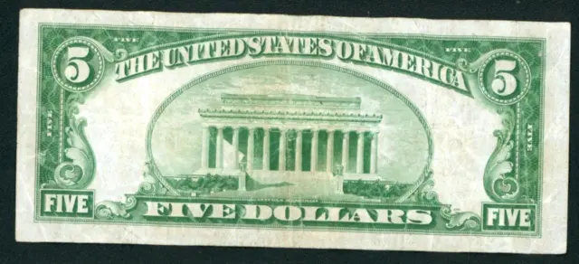 $5 1934 LGS LIME ((LIGHT GREEN SEAL)) Federal Reserve Note DAILY CURRENCY 3