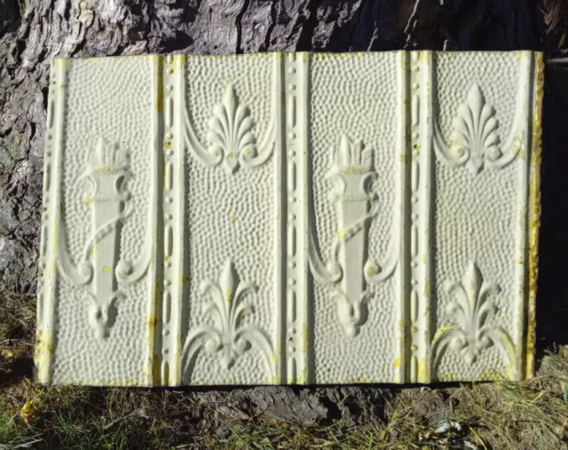 SALE Antique Victorian Gothic Ceiling Tin Tile Torch Ancanthus Chic Backsplash