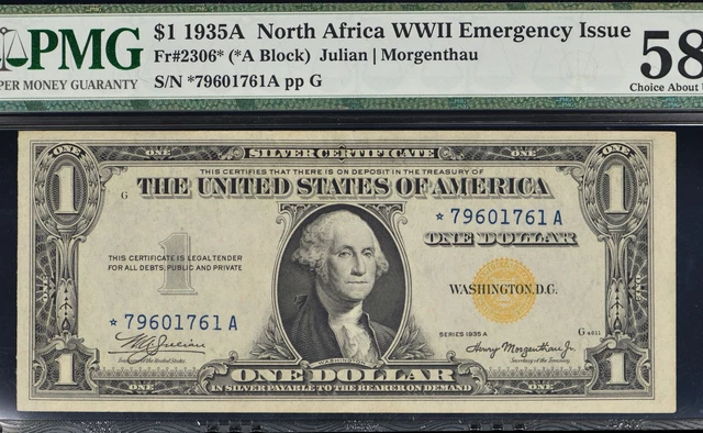 1935A North Africa WWII Emergency Issue Note Fr 2306* Star Note PMG 58 EPQ