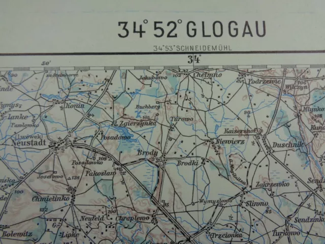 WW2 THIRD REICH map of POLAND and GERMANY entitled "GLOGAU" (GLOGOW)