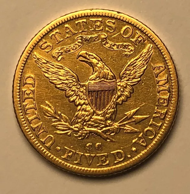 1892 CC Carson City $5 Five Dollar Liberty Head Gold Half Eagle - AU+ Rare Coin!