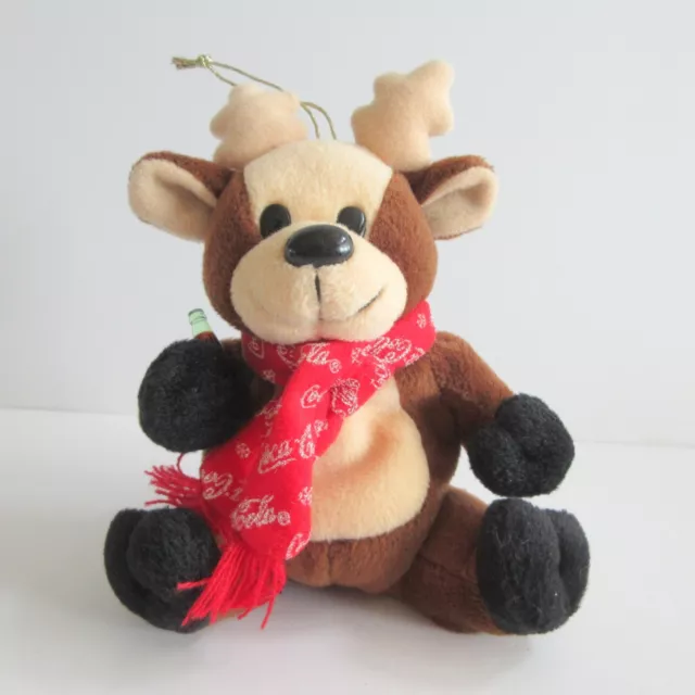 CHRISTMAS ORNAMENT 1998 CocaCola Plush Bean Bag Reindeer Bear Coke