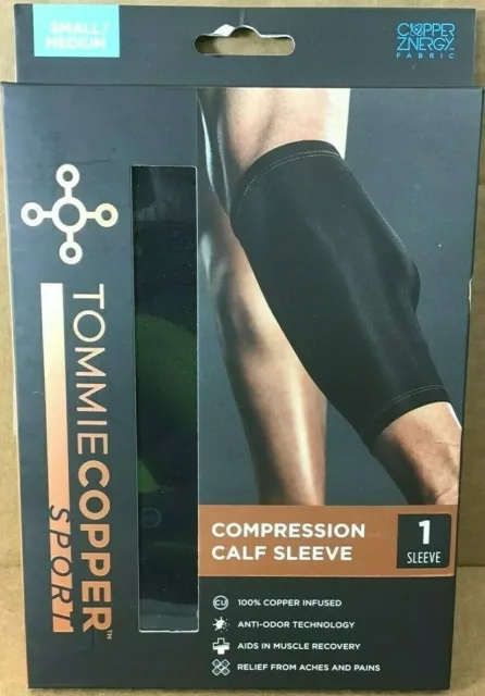 Tommie Copper Compression Calf Sleeve Joint Pain Relief SM/MED Black -  D19