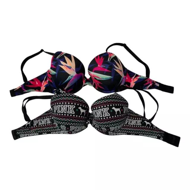 Victorias Secret Lightly Lined~Sz 32DD~ Full Coverage Lot of 2 Bras Mulitcolor