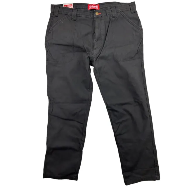 MEN'S COLEMAN BONDED Fleece Lined Utility Pants Black Phantom 36 X 32 ...