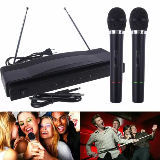 Coppia Microfoni Wireless Centralina Senza Filo Karaoke Dj Pub Locale Discoteca