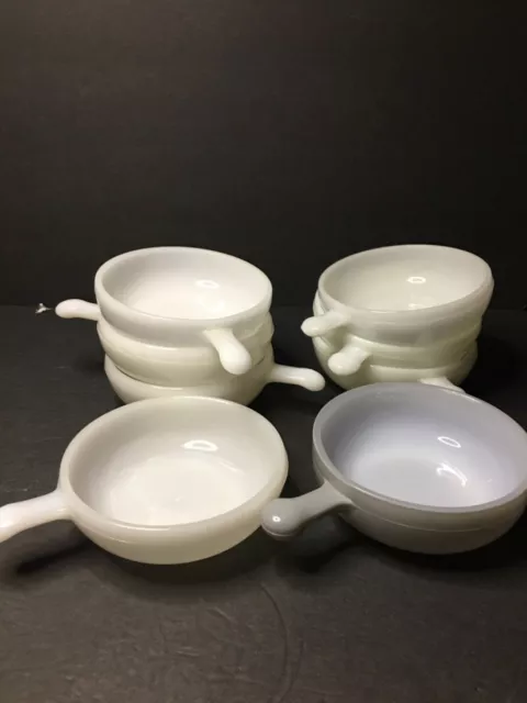 Set of 8 Milk Glass Soup Bowls 2 Glasbake