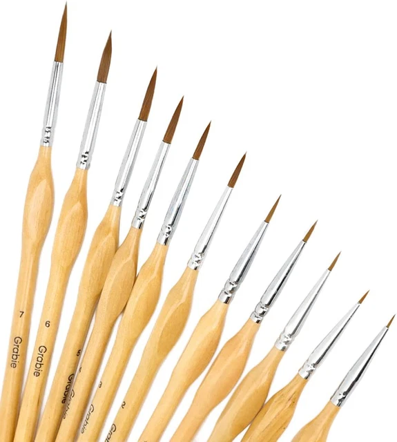Paint Brush Set, Miniature Detail, 11 Pcs, Nylon Hair, Paint Brushes for Oil, Ac