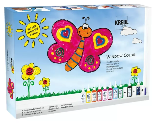 KREUL Window Color 10er Set Glasmalfarbe Fensterfarbe Glasdesign Fensterbilder