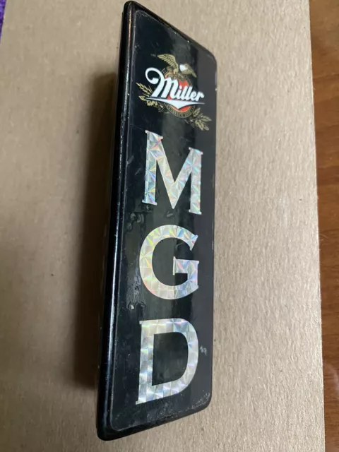 Vintage MGD Miller Genuine Draft Three-Sided Black Acrylic Beer Tap Handle