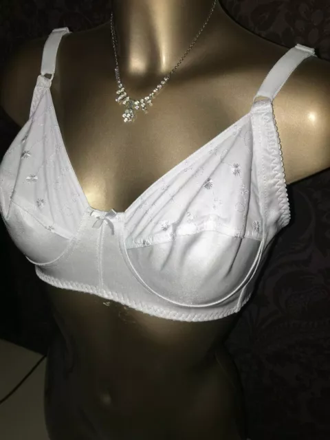 REGGISENO VINTAGE ORIGINALE GEMM UK BIANCO COPPA COMPLETA gancio & occhio NYLON 36 DD 3