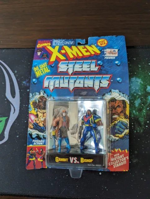 X-Men Steel Mutants Gambit VS Bishop Set Metal Action Figure Toy Biz 1994 Marvel