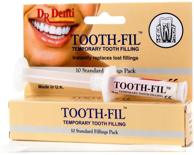 Dr Denti Tooth Fil - Temporary Tooth Filling Cement - Hole Filler Repair Kit
