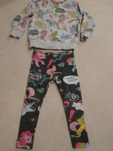 Girls NEXT leggings and sweatshirt set, age 3-4 years, unicorn pattern, used