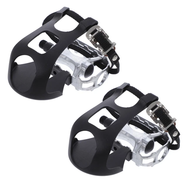Pédales Vélo Avec Cale-Pieds Nylon - Pour VTT Et Route - Sangles Réglables - 112x79mm
