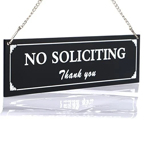 No Soliciting Sign for House Strong Self Adhesive Hanging No Solicitors Sign
