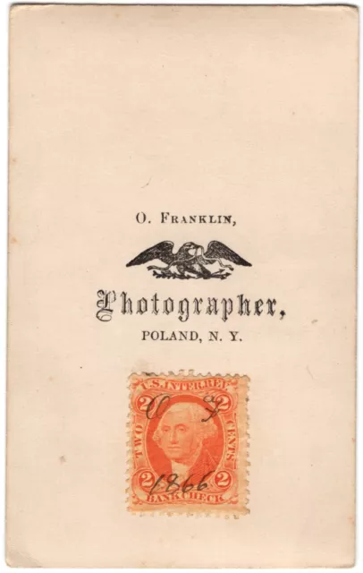 1866 Cdv 2C Civil War Revenue Tax Stamp O. Franklin Bearded Man Poland New York