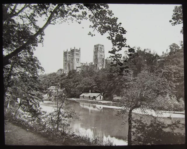 Glass Magic Lantern Slide DURHAM CATHEDRAL FROM S.W C1890 OLD VICTORIAN PHOTO