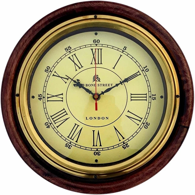 Wanduhr Maritim Antik Vintage 12 Holz Deko Messing Handarbeit