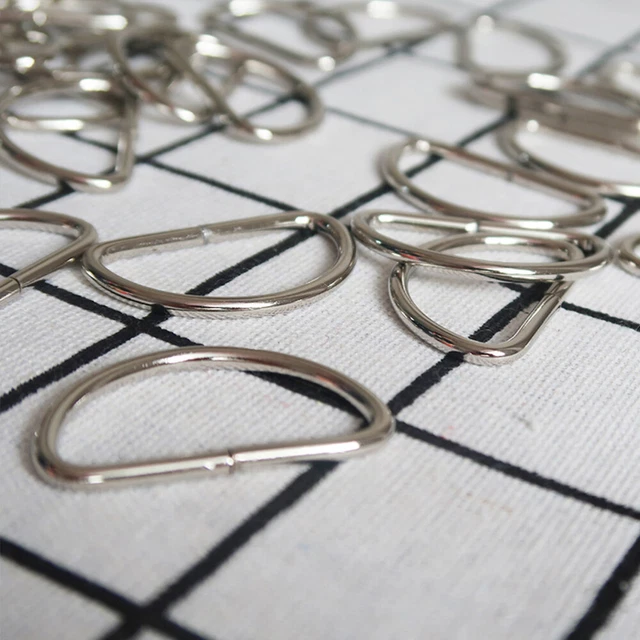 20 PIEZAS Anillo en D sin soldar de metal niquelado llavero