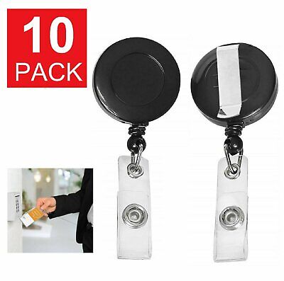 10-Pack Retractable Reel Clip Badge Holder ID Card Key Ring Carabiner US Stock