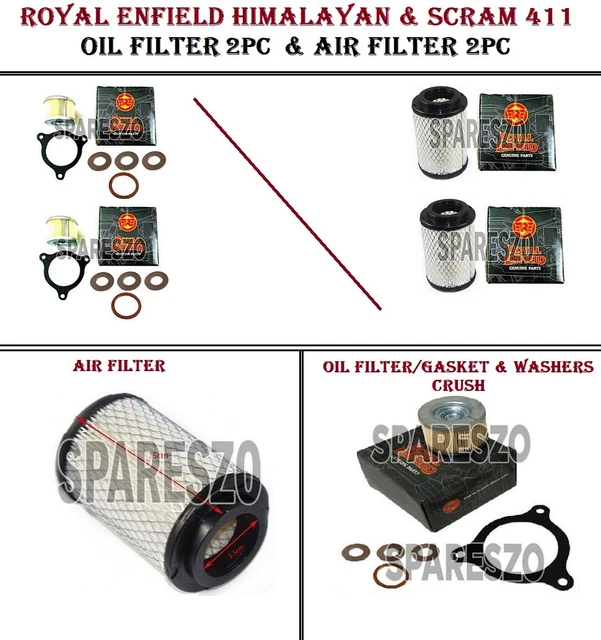 ROYAL ENFIELD HIMALAYAN & Scram 411 'Oil Filter 2Pc & Air Filter 2Pc