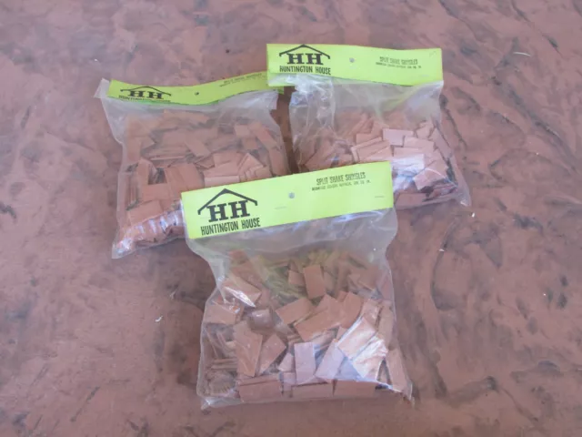 3 Bags Huge Lot Doll House Cedar Shake Shingles Raw Material Wood Roofing/Craft