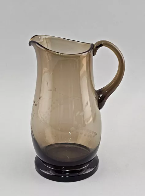 9235055 Pitcher Smoked Glass Middle 20. C. Glas Vintage Height 10 3/16in