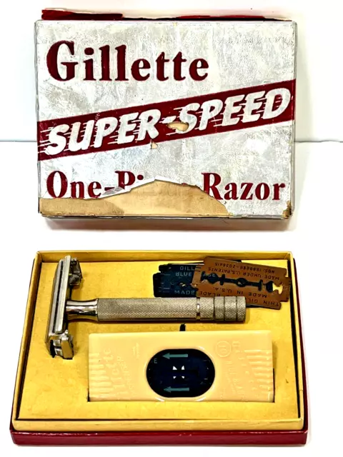 Vintage Gillette Super-Speed One-Piece Razor ~ Box Set!    VERY GOOD CONDITION
