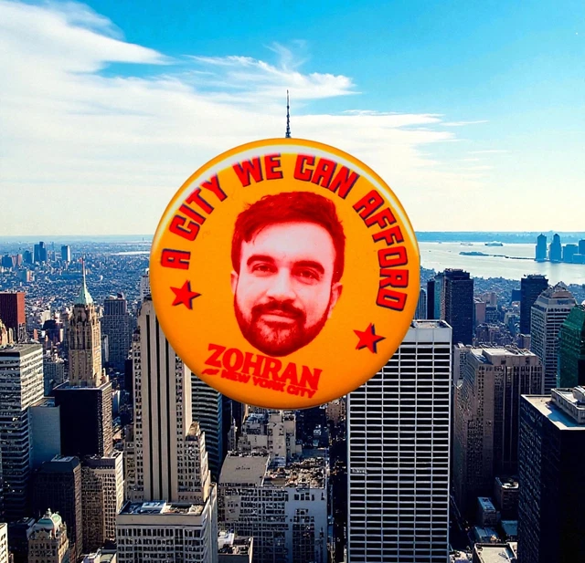 ZOHRAN MAMDANI NYC 2025 Campaign Button A City We Can Afford Retro
