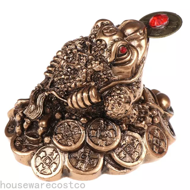Feng Shui Money Coin Toad Figurine Statue Fortune Gold Tabletop Decoration