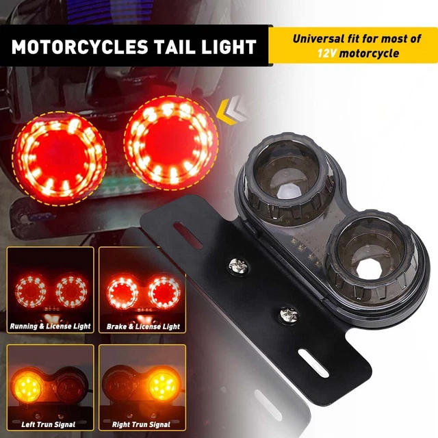 Motorcycle LED Turn Signals Brake Light License Plate Integrated Tail Light ATV